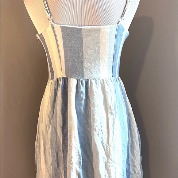 Joie linen blend striped blue summer midi dress size 6 - Picture 4 of 6